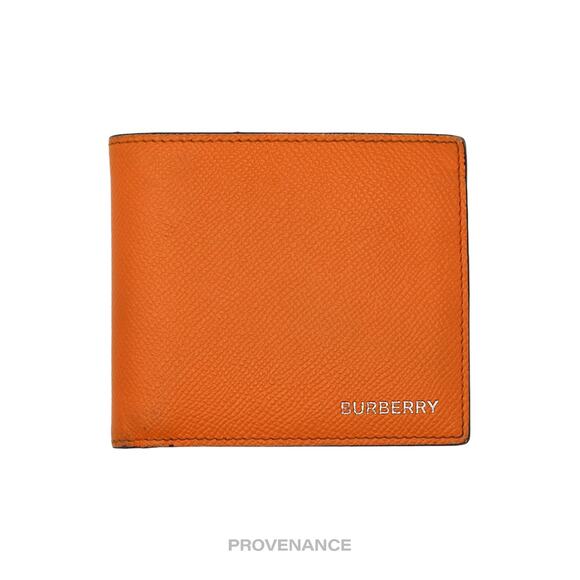🔴 Burberry Logo 8CC Bifold Wallet - Orange Grained Leather - Picture 2 of 9